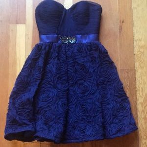 Adrianna Papell Tulle Rosette Cocktail Purple